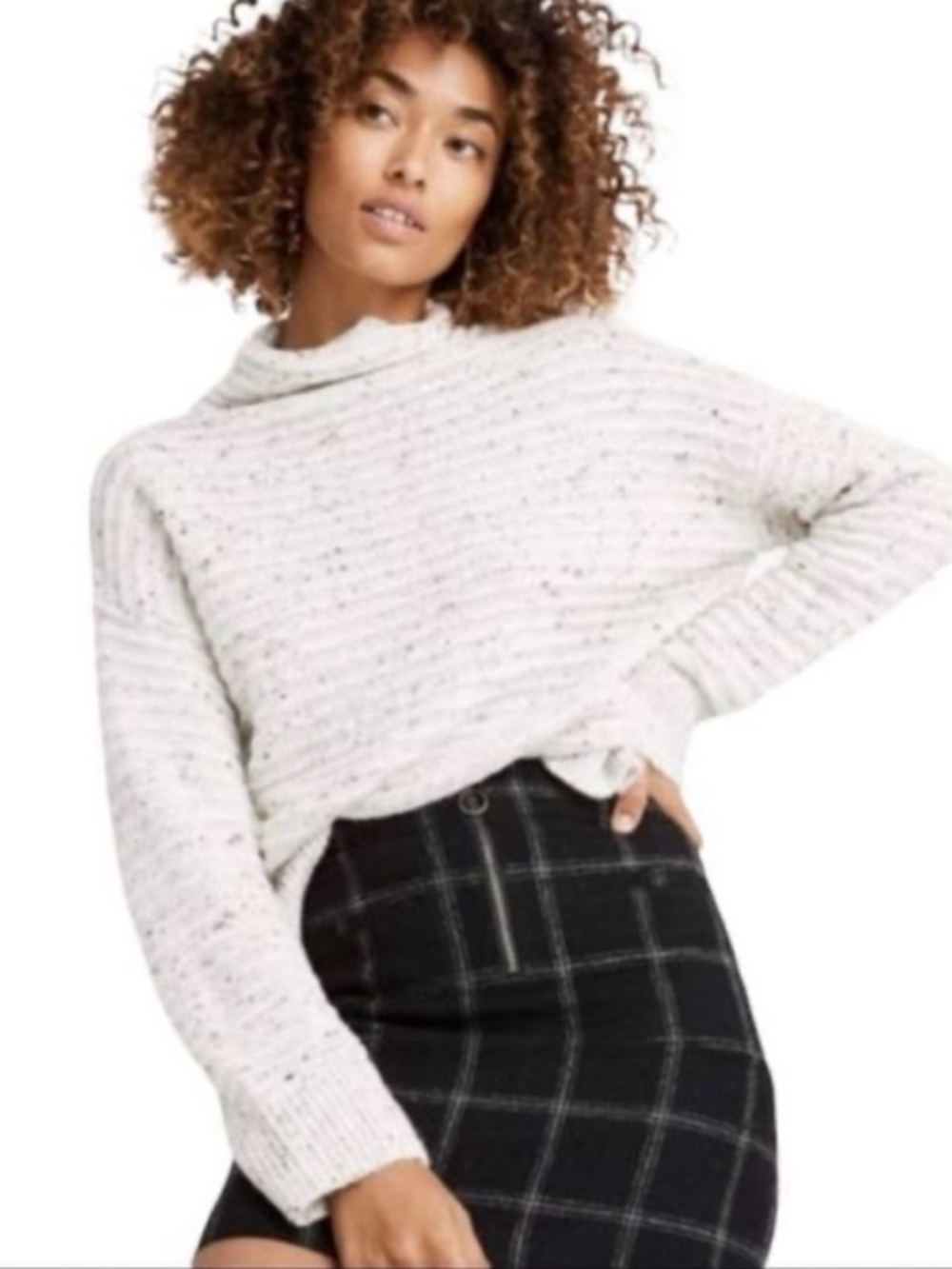 Madewell Donegal Belmont Cream Speckled Mockneck Sweater Sizs XS